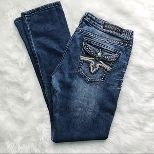 Rampage Distressed Studded Stitch Skinny Jeans